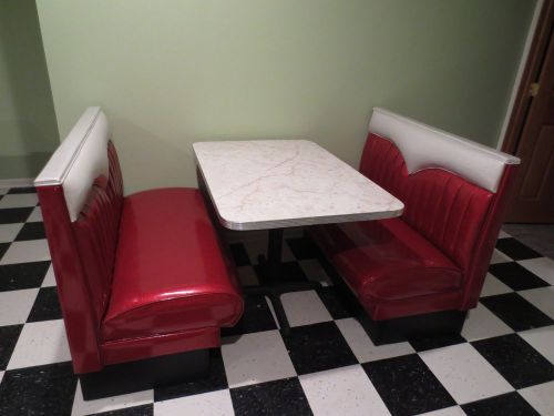 Vintage diner booth and table set Red