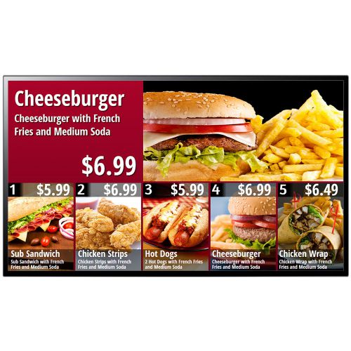 Digital Menu Board with 800+ Templates for displaying on LED, LCD or Plasma TV