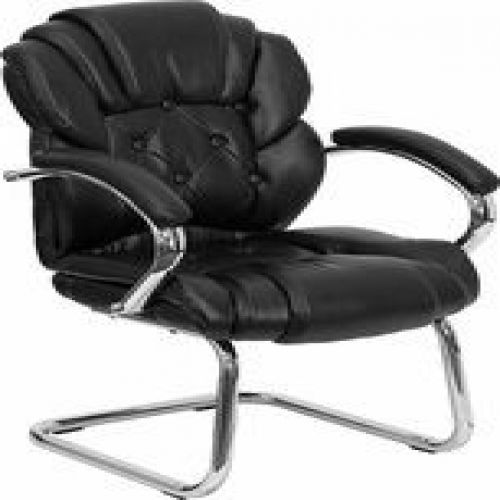 Flash Furniture GO-908V-BK-SIDE-GG Black Leather Transitional Side Chair with Pa