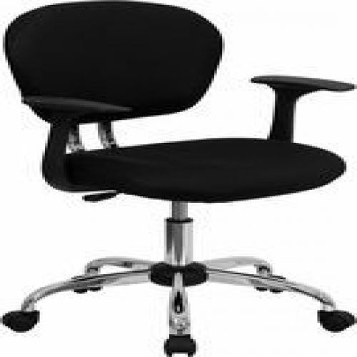 Flash Furniture H-2376-F-BK-ARMS-GG Mid-Back Black Mesh Task Chair with Arms