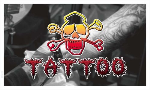 bb556 Tattoo Skull Banner Shop Sign