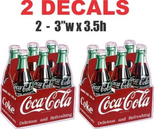 2 Coke Coca Cola 6 Pack Decal / Sticker - Very Nice