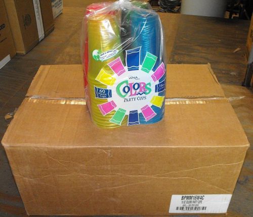 360 Piece 16oz. Disposeable ASSTD. NEON PLASTIC CUPS *FREE USA SHIPPING*