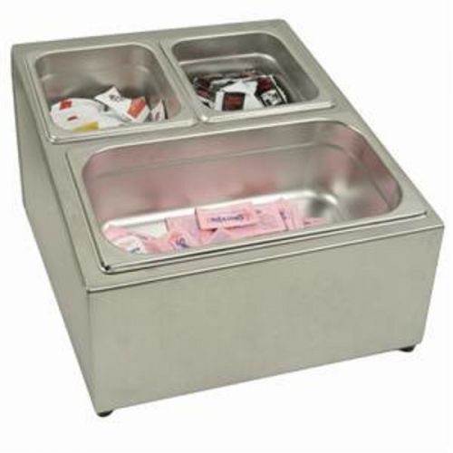 CONDIMENT PACK HOLDER STAINLESS STEEL THREE COMPARTMENTS CATERING SLFC002Z
