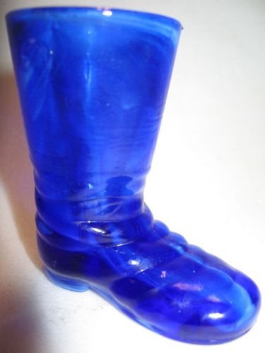 Cobalt blue slag glass Shoe / Slipper Boot christmas high heel texas cowboy star