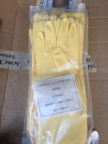 12 pairs household rubber latex multi purpose yellow gloves size 7  ~ 7-1/2 for sale