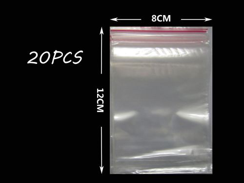 20pcs 8cm*12cm clear grip self press&amp;seal resealable ziplock plastic  poly bag for sale