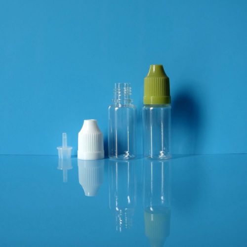 100 pcs 10ml pet clear plastic child proof dropper bottles e juicy vapor liquid for sale