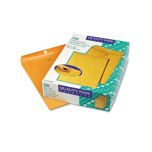 100 business envelopes 12x15.5 28lb kraft manila shipping catalog yellow clasp # for sale
