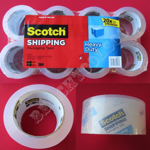 New 8 Rolls Heavy Duty 3M Scotch Shipping Packaging Tape Made in USA 54.6YD / Ea