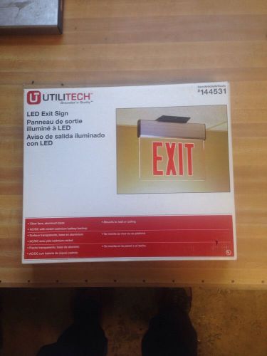 Utilitech 144531 led exit sign clear back red letters for sale