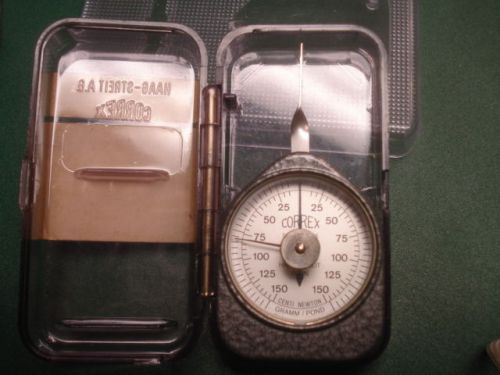 Correx Swiss tension gage gauge +_ 150 grams with case + indicator dial