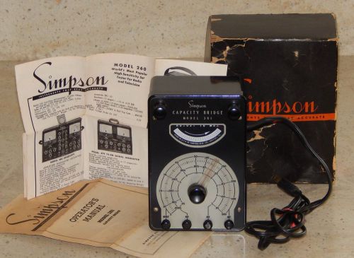 Vtg Simpson Capacity Bridge Electric Meter Instrument Model 381 Operator Manual