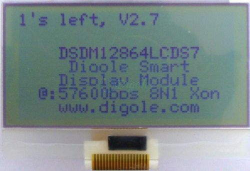 3.1&#034; 128x64 Digole Smart Display Module Bootloader+Graphic API Mono LCD NO BKLT