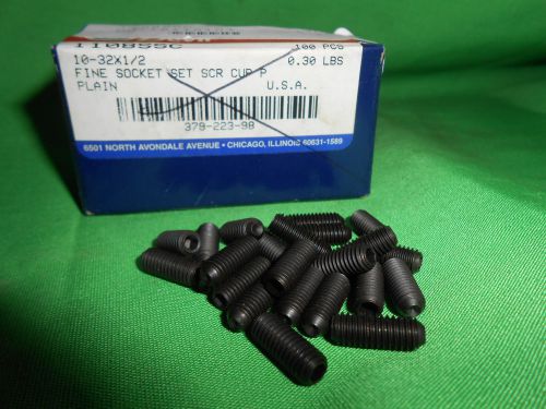 Lot of 80   10-32  x 1/2  cup point   socket set screws   usa for sale