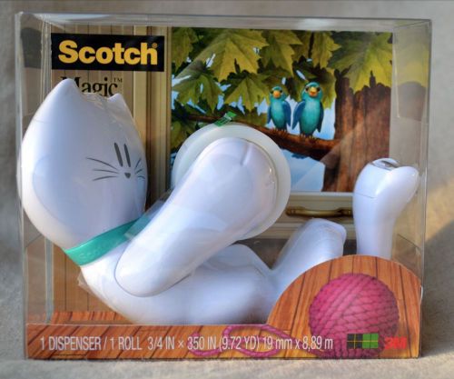 SCOTCH WHITE CAT KITTY Magic Tape Dispenser