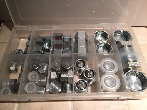 Hydraulic orfs o-ring face seal ors plug and cap kit 50pc for sale