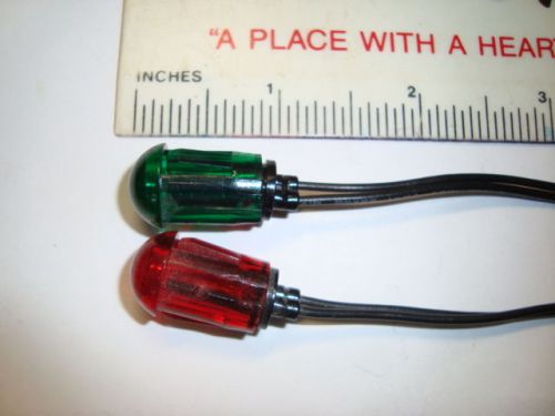 2 Wire Assemblies Indicator Lights unmarked New Old Stock Vintage Red &amp; Green