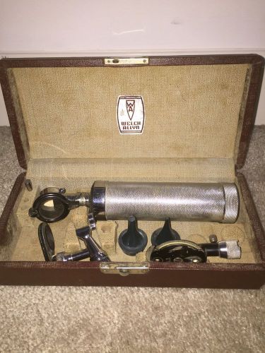Vintage Welch Allyn Otoscope Ophthalmoscope Set in Case Antique Scope Ear