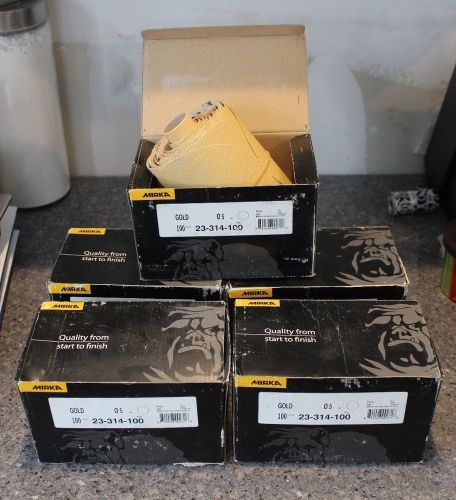LOT - 5 BOXES OF 100 per Roll - MIRKA GOLD 100 GRIT 5&#034; Sanding DISCS #23-314-100