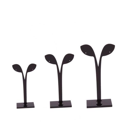 New 3 pcs earrings jewelry display stand rack holder leaf sapling acrylic black for sale