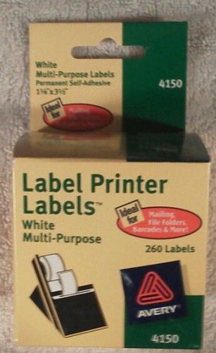 Avery 4150 White Mailing Labels 1-1/8&#034; x 3-1/2&#034; 260 Labels