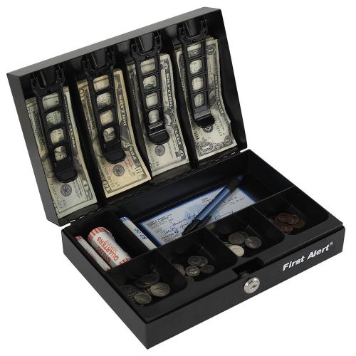 Portable Secure Cash Box 7 Compartments Removable Money Tray w/2 Entry Keys