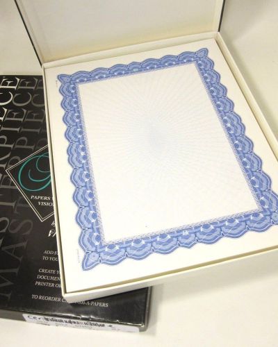 75 sheets Heavyweight Award Certificate Paper White w/ Blue Border 8.5 x 11