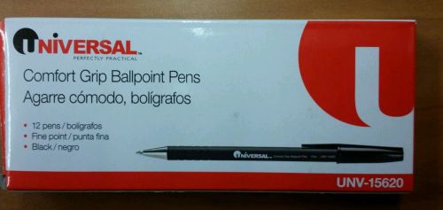 Universal Onea,, Comfort Grip Ballpoint Stick Pen, Black Ink, Fine, Dozen