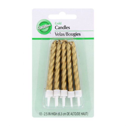 &#034;Wilton 2.5 in Gold Metallic Spiral Birthday Cake Candles, 10/Pack&#034;