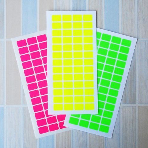 104 Neon Color Sticky Labels 19 x 13 mm Price Stickers, Name Tags Self Adhesive