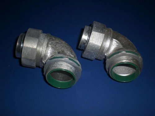 2 NEW ELECTRICAL  STEEL CITY T &amp; B LT955 1-1/2&#034; INSULATED 90 DEGREE  CONNECTOR