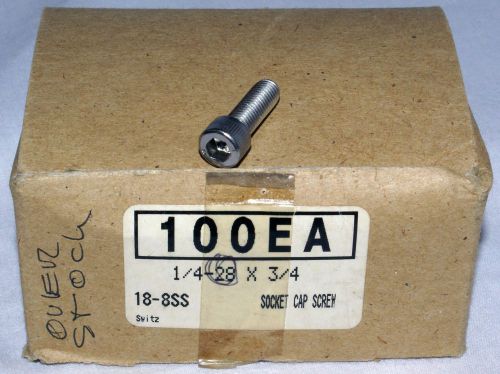 Stainless Steel Socket Cap Screws (SHCS) 1/4-28 x 3/4 (Qty 100)