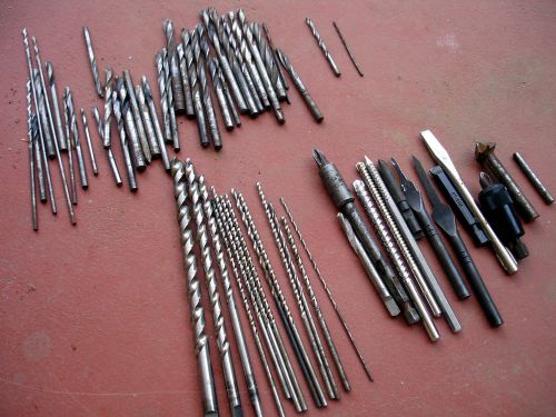Large 60+ Lot Of Vintage Drill Bits All Types and Sizes Plus A Few Other Items