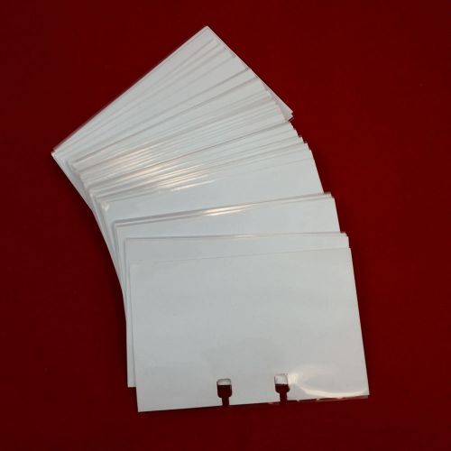 50 Rolodex Card Protector Sleeves w/ cards included Transparent 2.5 x 4 inches