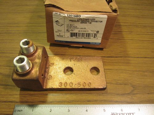 T&amp;B Copper Two Conductor Terminal Lug Connector 300 - 500 MCM Wire Two Hole 1/2&#034;