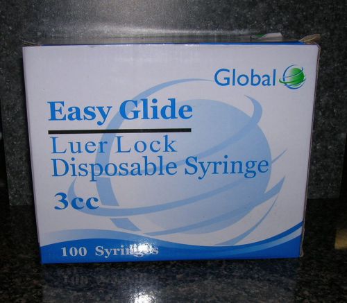 3cc luer lock syringes 3ml sterile box of 100 new!! syringe only no needle for sale