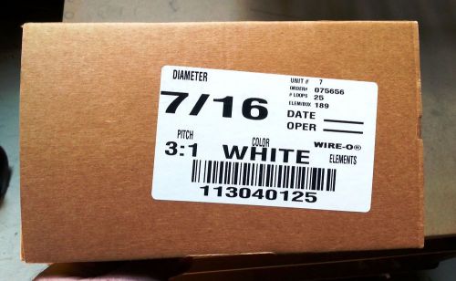 7/16&#034; twin loop wire-o 3:1 **25** loop double wire binding elements 189/box for sale