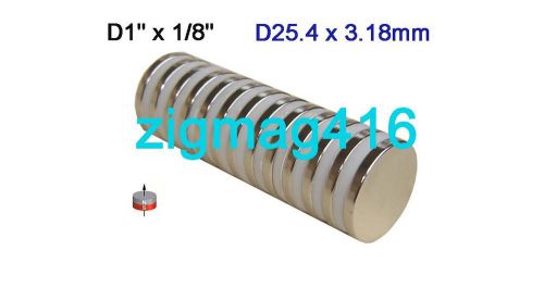 10 pcs of 1&#034;dia x 1/8&#034; thick rare earth neodymium disc magnets for sale