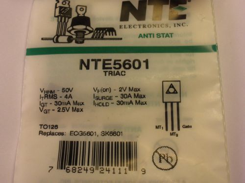 ( 5 PC. ) NTE 5601 TRIAC 4 AMPS AT 50 VOLTS, TO-126, NEW