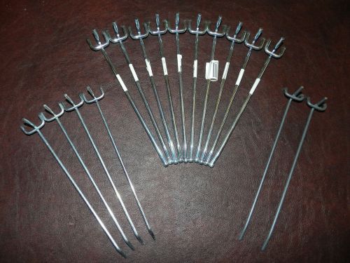 Lot of 16 Metal Single Peg Board Hooks Shelf Crafts Workbench Tools