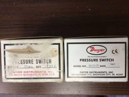 (2) NOS Dwyer Pressure Switch Model No. 1910-00 &amp; 1910-5
