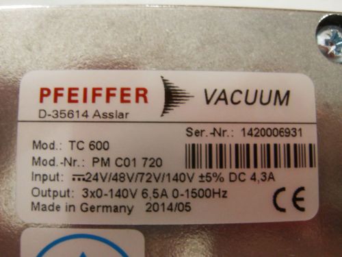 PFEIFFER TC600 turbomolecular pump controller MFG date 05/2007 PM C 01 720
