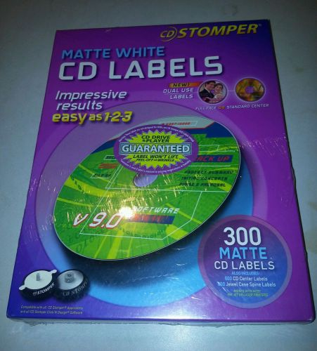 CD STOMPER 300 PACK CD LABELS - MATTE WHITE - FREE SHIPPING