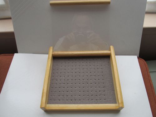 Glass Top Oak Display Case w/Grey insert for 96 Ring