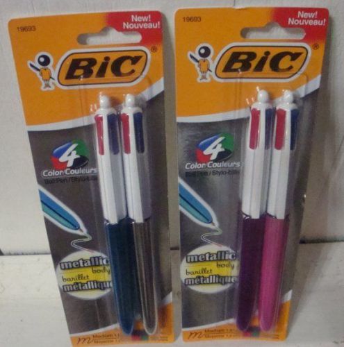 4 bic new metallic barrel 4 color pens for sale