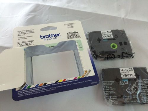 2 pack brother p-touch tze-231 white/tz131 label tape / ptouch tz131 transparent for sale