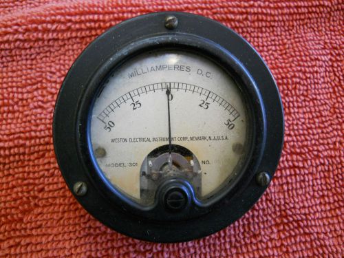 Vintage Weston Electrical Instrument AMP Gauge Milliamperes DC Direct Current