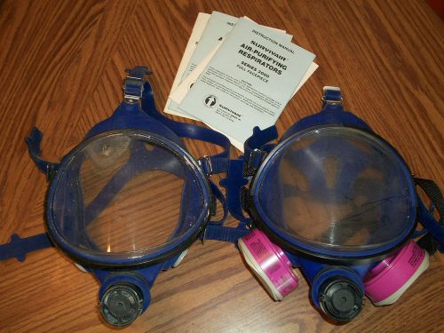 Lot of 2 used survivair series 3000 facepiece air purifying respirators for sale
