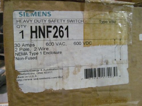 Siemens 30 Amp Disconnect HNF261 Non Fused Type 1 600 Volt 2 pole